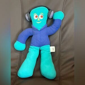 Vintage 1990’s Peek-a-Boo Toys, Stuffed Animal Gumby wearing Headphones DJ